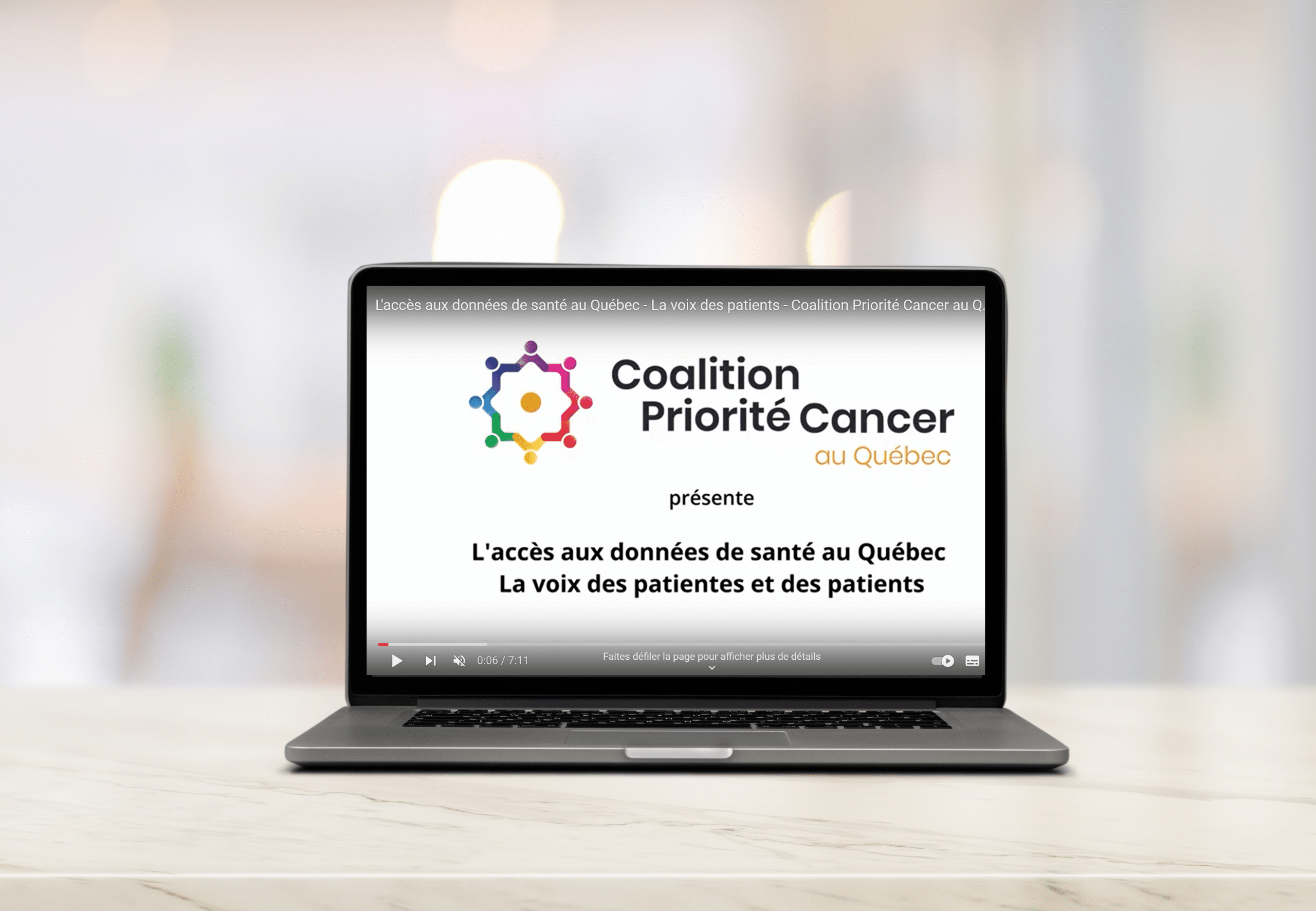 Vidéo de sensibilisation pour la Coalition Priorité Cancer au Québec: donner une voix aux patients