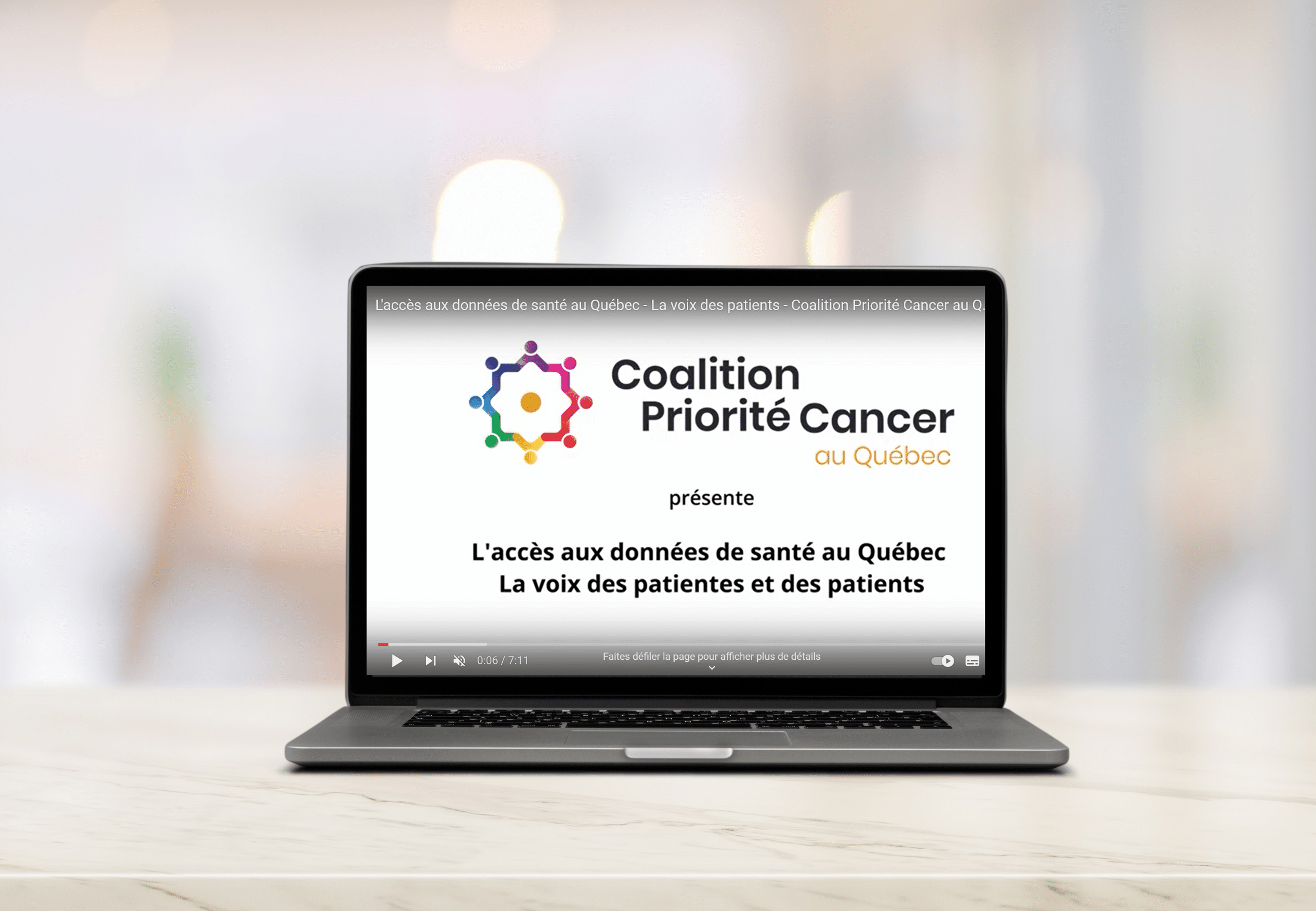 Awareness video for the Coalition Priorité Cancer au Québec: giving patients a voice